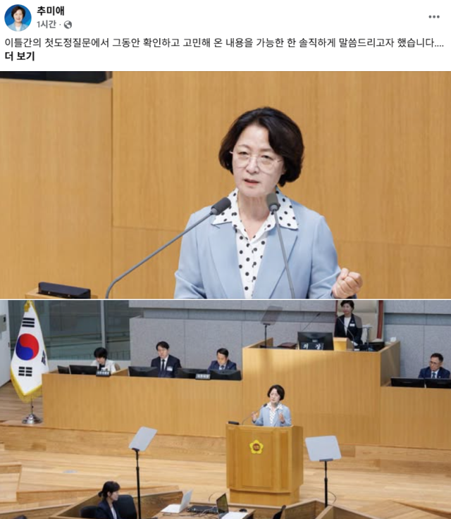 사진추미애 지사 SNS 캡처