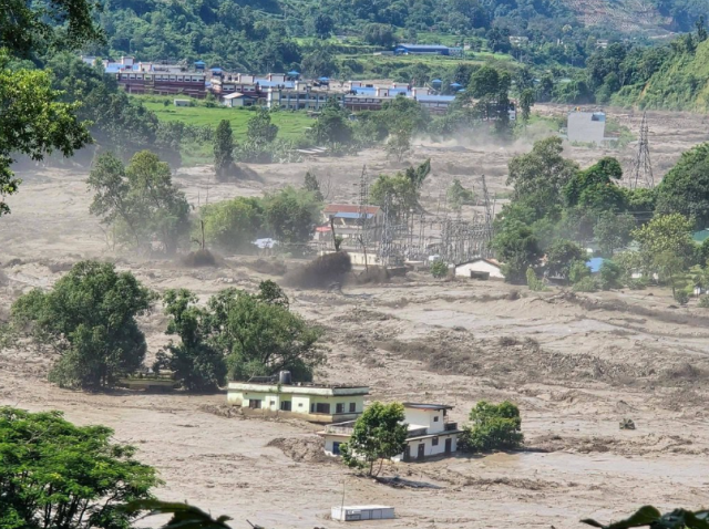 Flood damage is seen in Betrawati Rasuwa District Nepal following devastating floods in late August 2026 Photo courtesy of Caritas NepalCaritas International