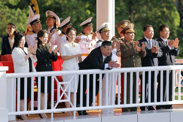 North Korean leader Kim Jong-un along with his daughter Ju-ae attends a ceremony in Wonsan Kangwon Province on Sept 6 2026 in this photo released by the state-run North Korean Central News Agency the following day