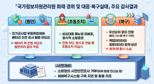 감사원 국정자원 화재는 인재…무등록업체 작업에 소방 주수도 막아