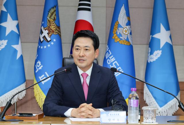 장동혁 국민의힘 대표가 7일 충북 청주시 상당구 공군사관학교를 방문해 발언하고 있다 사진국회사진기자단
