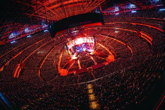 A wide view of BTS sold-out show at SoFi Stadium in Los Angeles Courtesy of BigHit Music