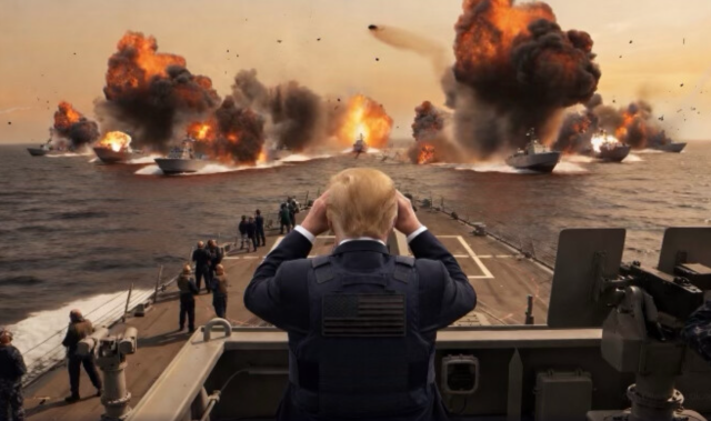 AI generated meme captured photo from US president Trumps social media Truth