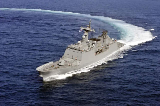 The ROK Navy destroyer ROKS Dae Jo Yeong DDH-977 sails at sea Courtesy of the Republic of Korea Navy
