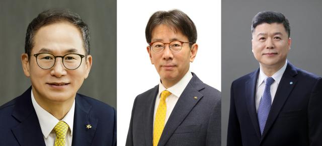 왼쪽부터 양종희 KB금융 회장 이재근 KB금융 부문장 권광석 전 우리은행장 사진KB금융 우리은행
