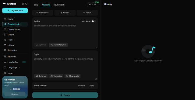 Captured image showing the main page of SUNO AI known for it's user friendly AI music making engine. 