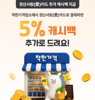 경산시, 15일부터 착한가격업소 경산사랑카드 추가 인센티브 사업 전격 시행