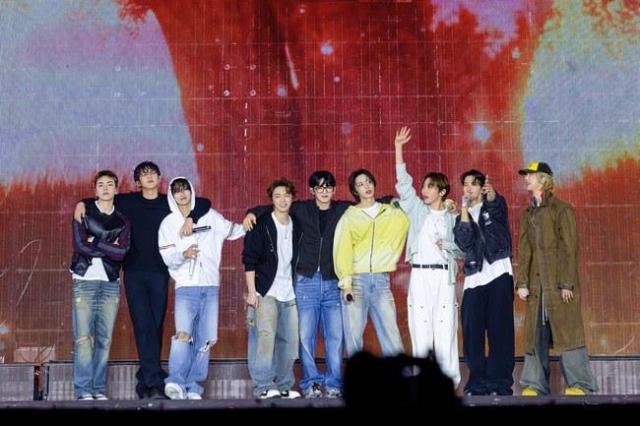 This file image shows K-pop boy group Seventeen performing during their concert Courtesy of Pledis Entertainment 