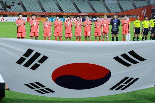 14일 일본 오사카 얀마 스타디움 나가이에서 열린 2026 아이치·나고야 아시안게임 여자 축구 조별리그 1차전 대한민국과 미얀마의 경기 사진연합뉴스