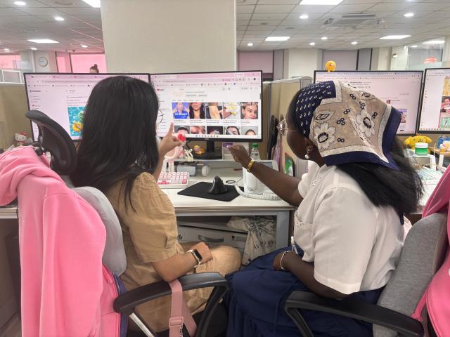 MaryMay employees discuss social media content at the skincare brands Seoul office on Sept 16 2026 