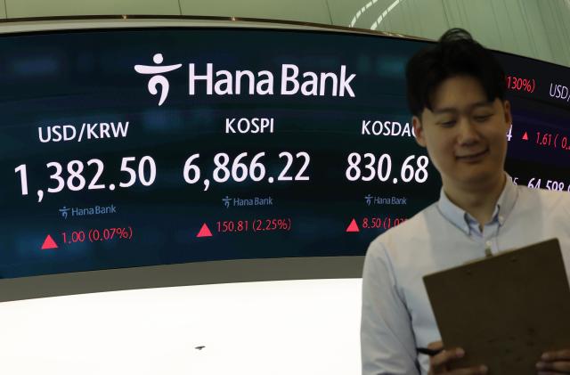 18일 오전 서울 중구 하나은행 딜링룸에 사진연합뉴스