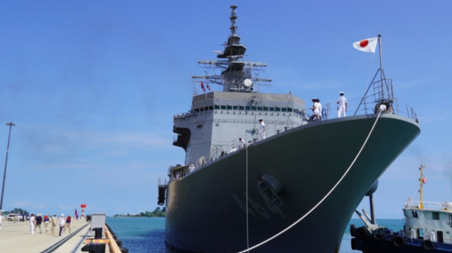 Japan Maritime Self-Defense Force minesweeper tender JS Uraga MST-463 is seen during a port call at Sihanoukville Cambodia in April 2023 Courtesy of the Japan Maritime Self-Defense Force