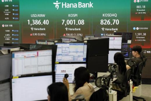 코스피, 6938.34 출발 후 장중 7000선 터치…이후 6900선 횡보 중