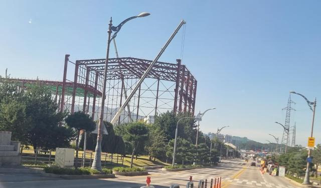 LS전선 동해공장의 제2공장 신축 작업 현장 사진이동원 기자