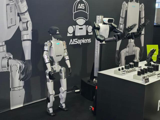 Robotis humanoid robot model AI Sapiens displayed at the Humanoid Summit held at COEX Sept 22 2026 AJP Kim Dong-young