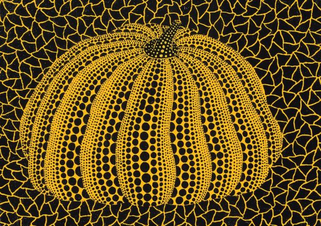 Lote 35, Yayoi Kusama, Calabaza, acrílico sobre lienzo, 162×226 cm, 1994, Estimado: 800 a 950 millones de yuanes chinos [Foto=Seoul Auction]
