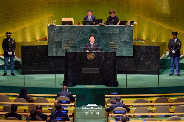 South Korean President Lee Jae Myung delivers UN address on Sept 23 2026 Courtesy of the Cheong Wa Dae