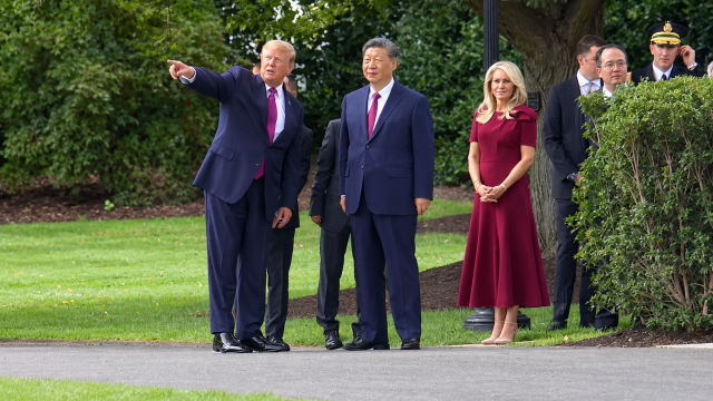President Donald Trump gives a tour of the White House to visiting Chinese President Xi Jinping on Sept 24 2026 Trump TV grab