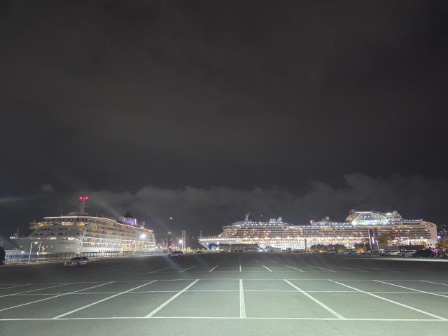 오버나잇 크루즈_2척 동시기항_더월드호 및 다이아몬드프린세스호사진BPA