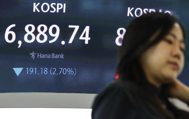 [포토] 코스피, 7000선 내주며 하락 마감