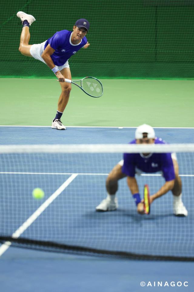 South Korean tennis players compete in the mens doubles event at the 2026 Aichi-Nagoya Asian Games in Japan Courtesy of AINAGOC