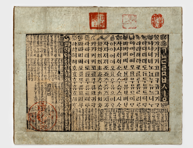 Tablas de sílabas del hangul [Foto=Museo Nacional del Hangul]