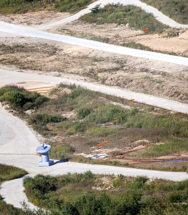 Korean Air demonstrates AI-powered drone swarm flight and coordinated strike capabilities during the 2026 Defense Drone Technology Exhibition at the Seungjin Training Ground in Pocheon Gyeonggi Province on Sept 16 2026 Courtesy of the Korean Air