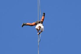Red bull high-wire performance held in Seoul