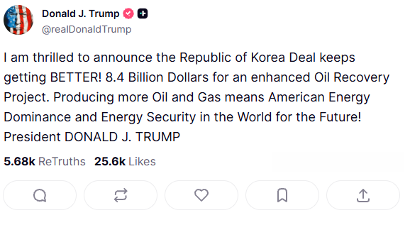 This screenshot image was captured from Donald Trumps Truth Social page
