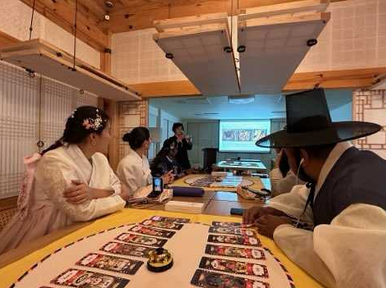Participants in traditional Korean attire take part in a cultural program organized by the King Sejong Institute Foundation Courtesy of the King Sejong Institute Foundation