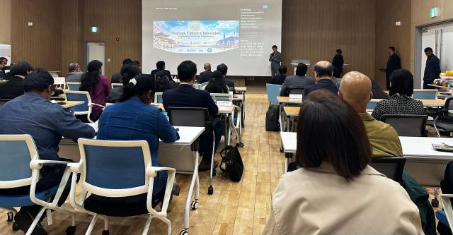 Participants attend the India-Korea Business  Innovation Networking Forum at Seoul Startup Hub Changdong in Seoul on Oct 9 2026 AJP Kim Hee-su