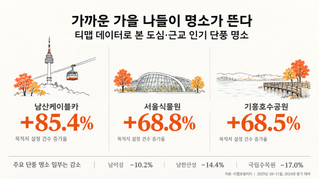 티맵 데이터가 예측하는 올가을 단풍지도사진티맵모빌리티