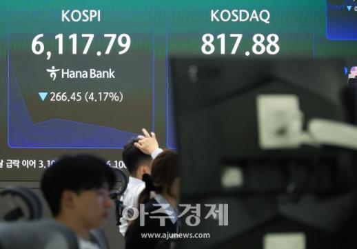 [포토] 코스피, 6100선 휘청