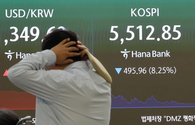 코스피, 장중 8%대 하락…서킷브레이커 1단계 발동 후 해제 