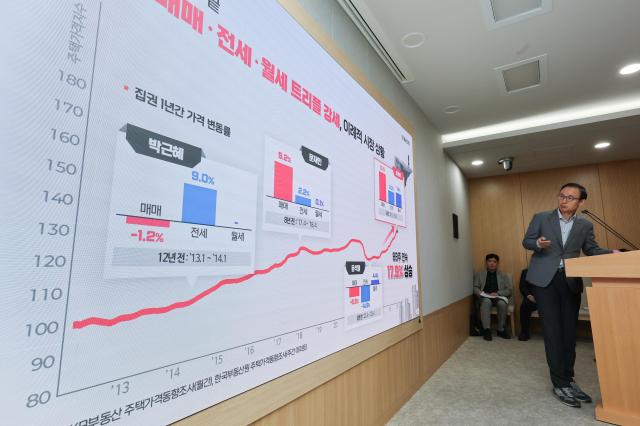 서울시청에서 명노준 서울시 주택실장 직무대리가 16일 주택공급 백서 관련 브리핑을 하고 있다 사진연합뉴스
