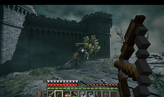 Footage of Elden Ring and Minecraft fused content Captured image from TobynJacobss X account