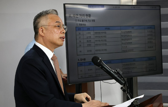 3대 특검 이후 남은 의혹을 수사해 온 권창영 2차 종합특별검사가 지난 8월 24일 과천 특검팀 사무실에서 최종 수사결과 발표를 하고 있다 사진연합뉴스 