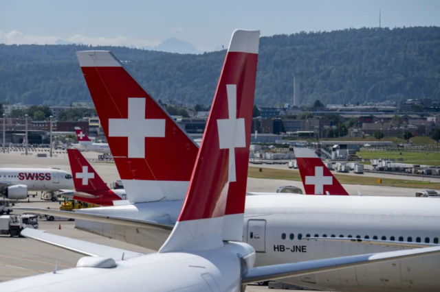 Swiss International Air Lines aircraft are parked at Zurich Airport in Switzerland Keystone via SWI swissinfoch