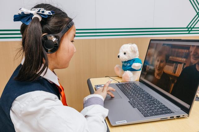 A student takes part in a digital learning session at a newly established primary school in Udleg bagh Tuv province Mongolia in 2026 Courtesy of UNICEF Mongolia 