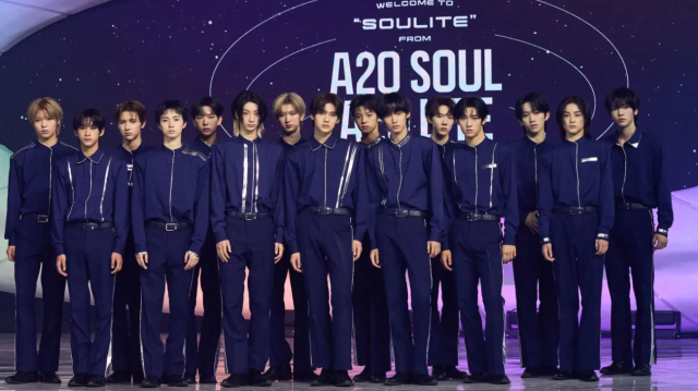 Members of A2O SOUL pose during the Welcome to Soulite debut showcase for A2O SOUL and A2O LITE at KINTEX in Goyang Gyeonggi Province on Oct 12 2026 Courtesy of A2O Entertainment
