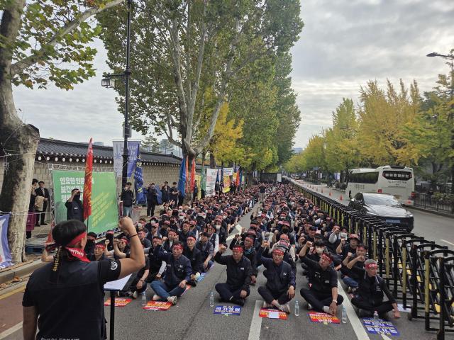 Manifestación de protesta del sindicato de KAI en Seúl [Foto=Sindicato de Industrias Aeroespaciales y Aeronáuticas de Corea]