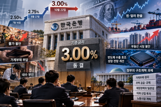 [데스크칼럼] 금리 3% 동결, 한은의 숨 고르기와 정부의 숙제