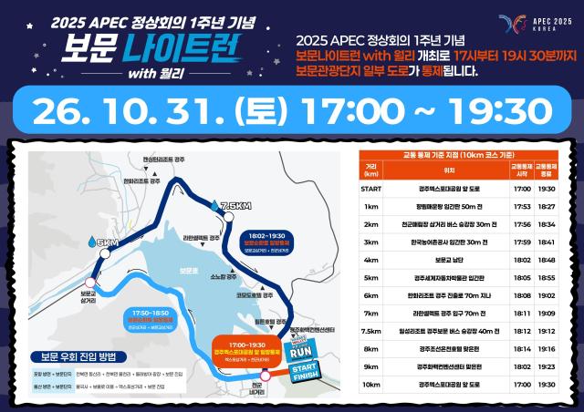 경주 보문 나이트런 위드 월리 차량통제 포스터 사진경상북도문화관광공사