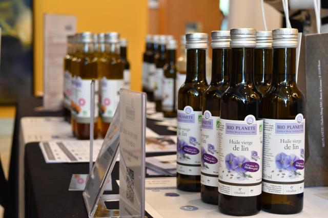 BIO PLANÈTE flaxseed oil and other oils are displayed at Food Experience Korea in Seoul Oct 26 2026 AJP Joonha Yoo