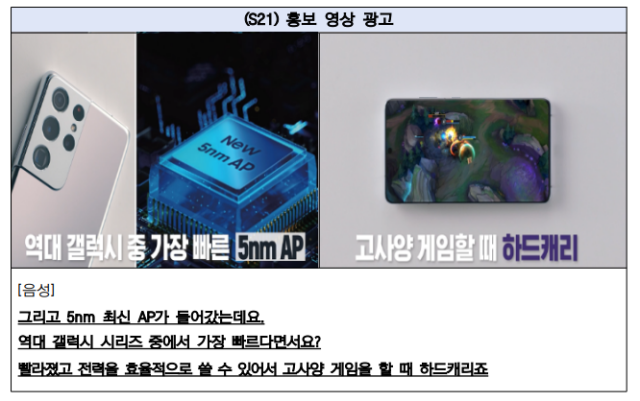 갤럭시 S21 홍보 영상 광고 사진공정거래위원회