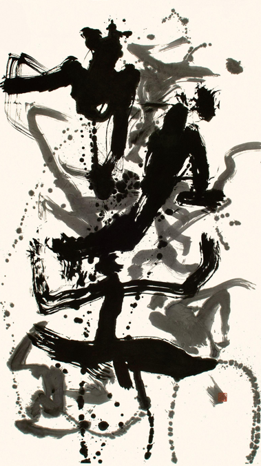 석창우 〈군상〉 2010 종이에 먹 240 × 140 cm
