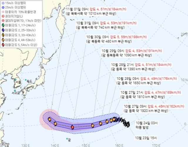 超大型台風31号「インファ」、予想進路は？…韓国への影響は「低い」見通し