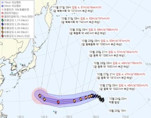 超大型台風31号「インファ」、予想進路は？…韓国への影響は「低い」見通し