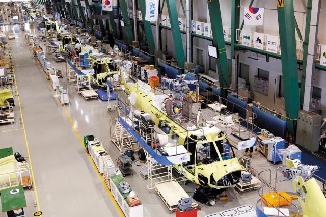 Helicopters at different stages of assembly are seen along a production line at Korea Aerospace Industries KAI rotary-wing manufacturing facility in Sacheon South Korea Courtesy of KAI