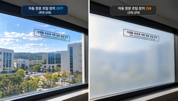 장치 ‘미스트 윈도우’ 장치 적용 온/오프풍경  [사진=김경민 제공]